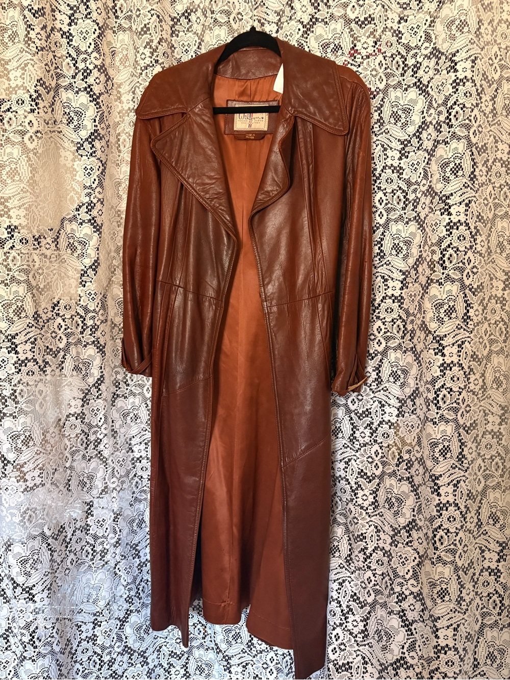 Wilsons Leather Brown Long Leather Trench Coat